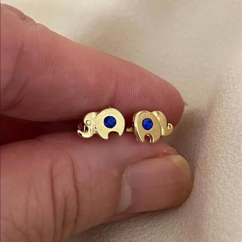 18k Gold Filled CZ Elephant Stud Earrings